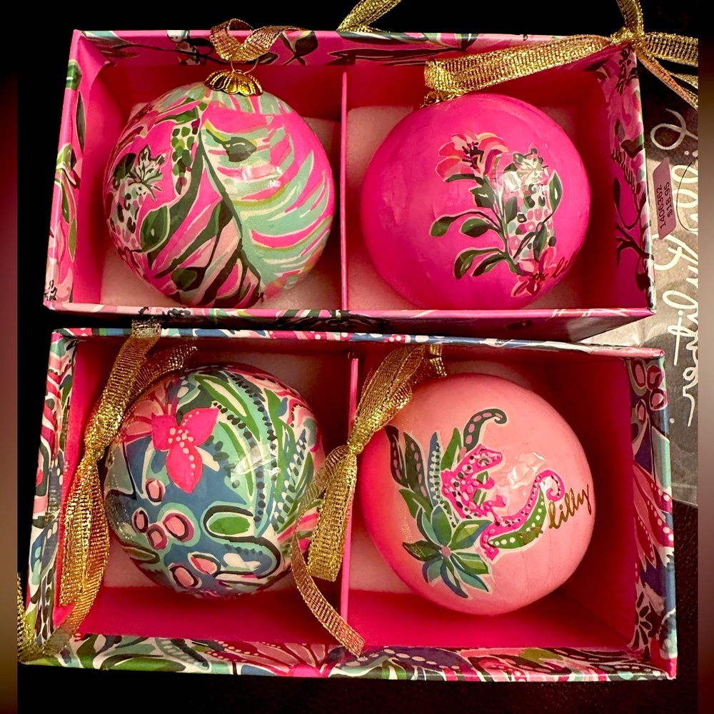 Lilly Pulitzer ornaments set of 4